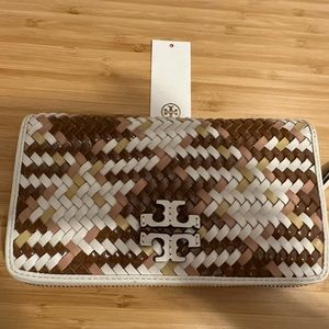 TORY BURCH - NEW Britten Woven Zip Continental Wallet - Multicolor